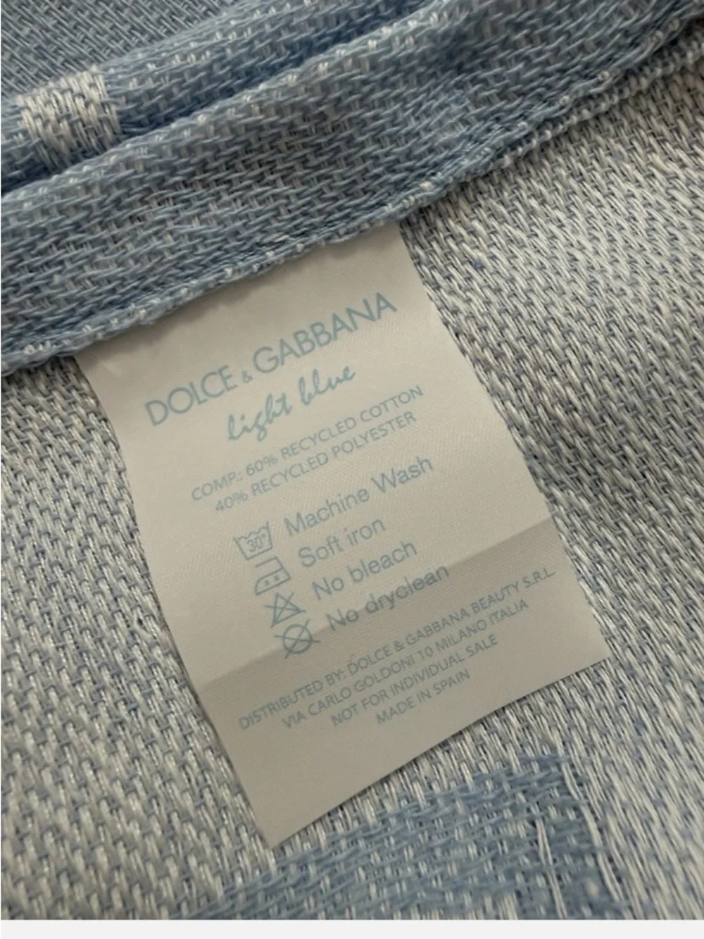 D&G Dolce & Gabbana Blue Light Logo Knit beach bath towel large LOGO